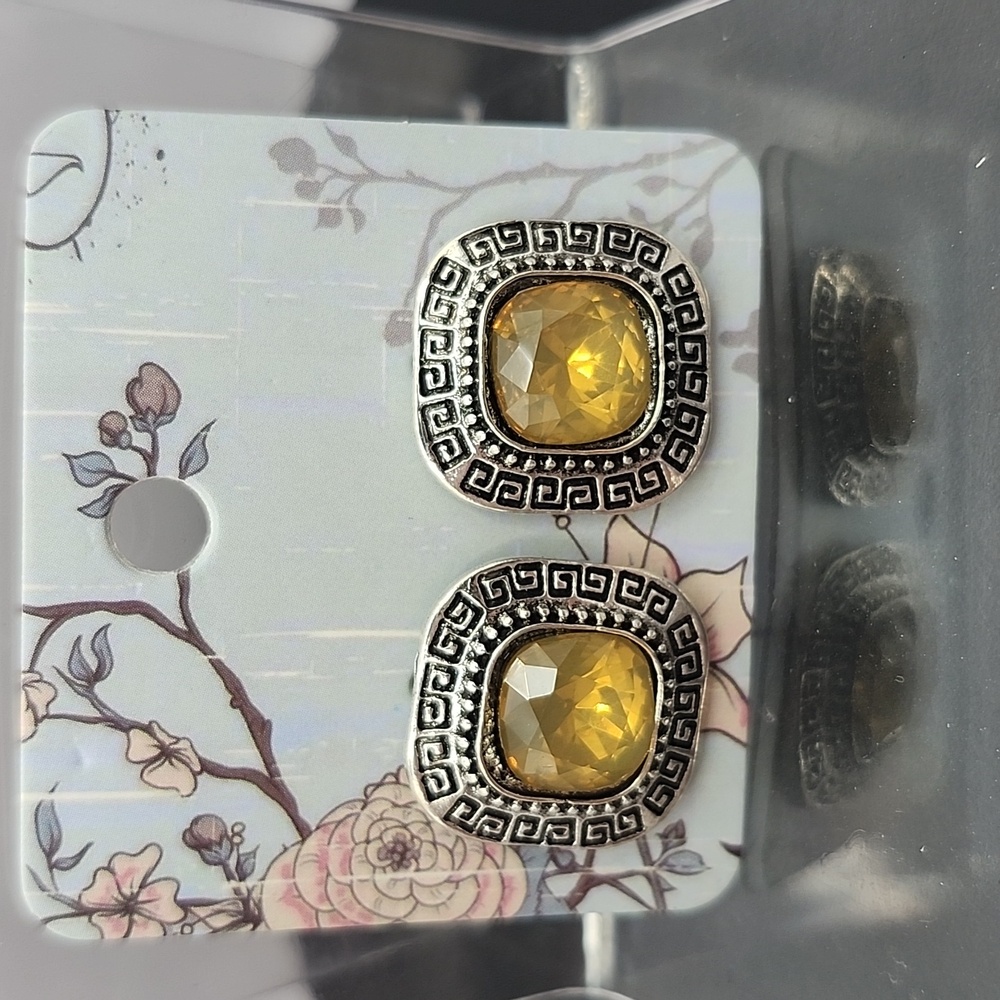 Chic Silver and Gold Earrings Set with Pink and Yellow Accents - Picture 6 of 9